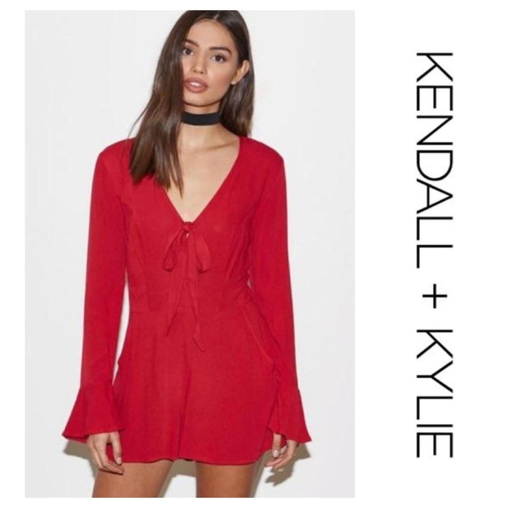 Red long sleeve romper by Kendall & Kylie Jenner